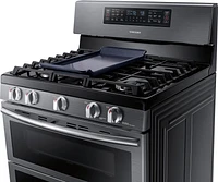 Samsung - Flex Duo 5.8 Cu. Ft. Self-Cleaning Freestanding Fingerprint Resistant Gas Convection Range - Black Stainless Steel