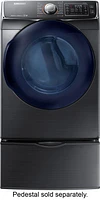Samsung - 7.5 Cu. Ft. Stackable Electric Dryer with Steam and Sensor Dry - Black Stainless Steel