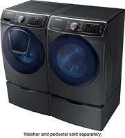 Samsung - 7.5 Cu. Ft. Stackable Electric Dryer with Steam and Sensor Dry - Black Stainless Steel