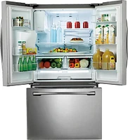 Samsung - 24.6 cu. ft. French Door Refrigerator with Thru-the-Door Ice and Water - Stainless Steel