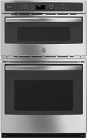 GE Profile - 27" Built-In Double Electric Convection Wall Oven with Built-In Microwave - Stainless Steel