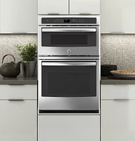 GE Profile - 27" Built-In Double Electric Convection Wall Oven with Built-In Microwave - Stainless Steel