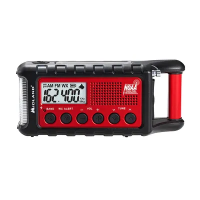 Midland - E+READY Emergency Crank Weather Alert Radio - Black / Red