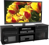 CorLiving - Holland Black Wooden TV Stand, for TVs up to 75" - Ravenwood Black