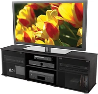 CorLiving - Holland Black Wooden TV Stand, for TVs up to 75" - Ravenwood Black