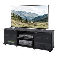 CorLiving - Holland Black Wooden TV Stand, for TVs up to 75" - Ravenwood Black