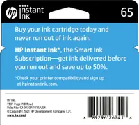 HP - 65 Standard Capacity Ink Cartridge - Black
