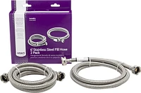 Smart Choice - 6' Stainless-Steel Washing Machine Fill Hose (2-Pack) - Silver