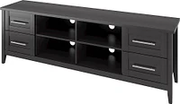 CorLiving - Jackson Wooden Extra Wide TV Stand, for TVs up to 85" - Black Wood Grain