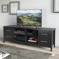 CorLiving - Jackson Wooden Extra Wide TV Stand, for TVs up to 85" - Black Wood Grain