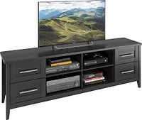 CorLiving - Jackson Wooden Extra Wide TV Stand, for TVs up to 85" - Black Wood Grain