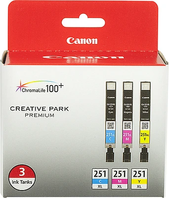 Canon - 251 XL 3-Pack High-Yield Ink Cartridges - Cyan/Magenta/Yellow