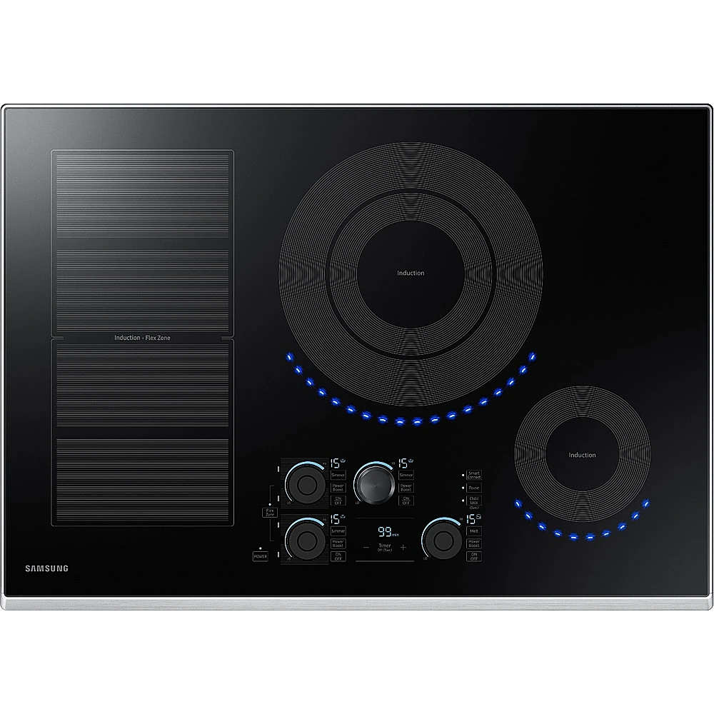 Samsung - 30" Induction Cooktop with WiFi and Virtual Flame - Stainless Steel