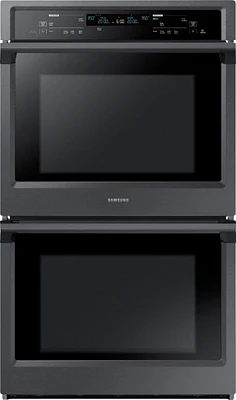 Samsung - 30" Double Wall Oven with Steam Cook and WiFi - Black Stainless Steel