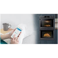 Samsung - 30" Double Wall Oven with Steam Cook and WiFi - Black Stainless Steel