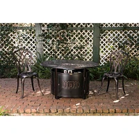 Fire Sense - Dynasty Round Cast Aluminum LPG Fire Pit - Antique Bronze