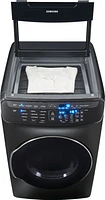 Samsung - 7.5 Cu. Ft. Smart Electric Dryer with Steam and FlexDry™ - Black Stainless Steel