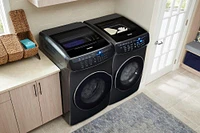 Samsung - 7.5 Cu. Ft. Smart Electric Dryer with Steam and FlexDry™ - Black Stainless Steel