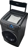 Samsung - 7.5 Cu. Ft. Smart Electric Dryer with Steam and FlexDry™ - Black Stainless Steel