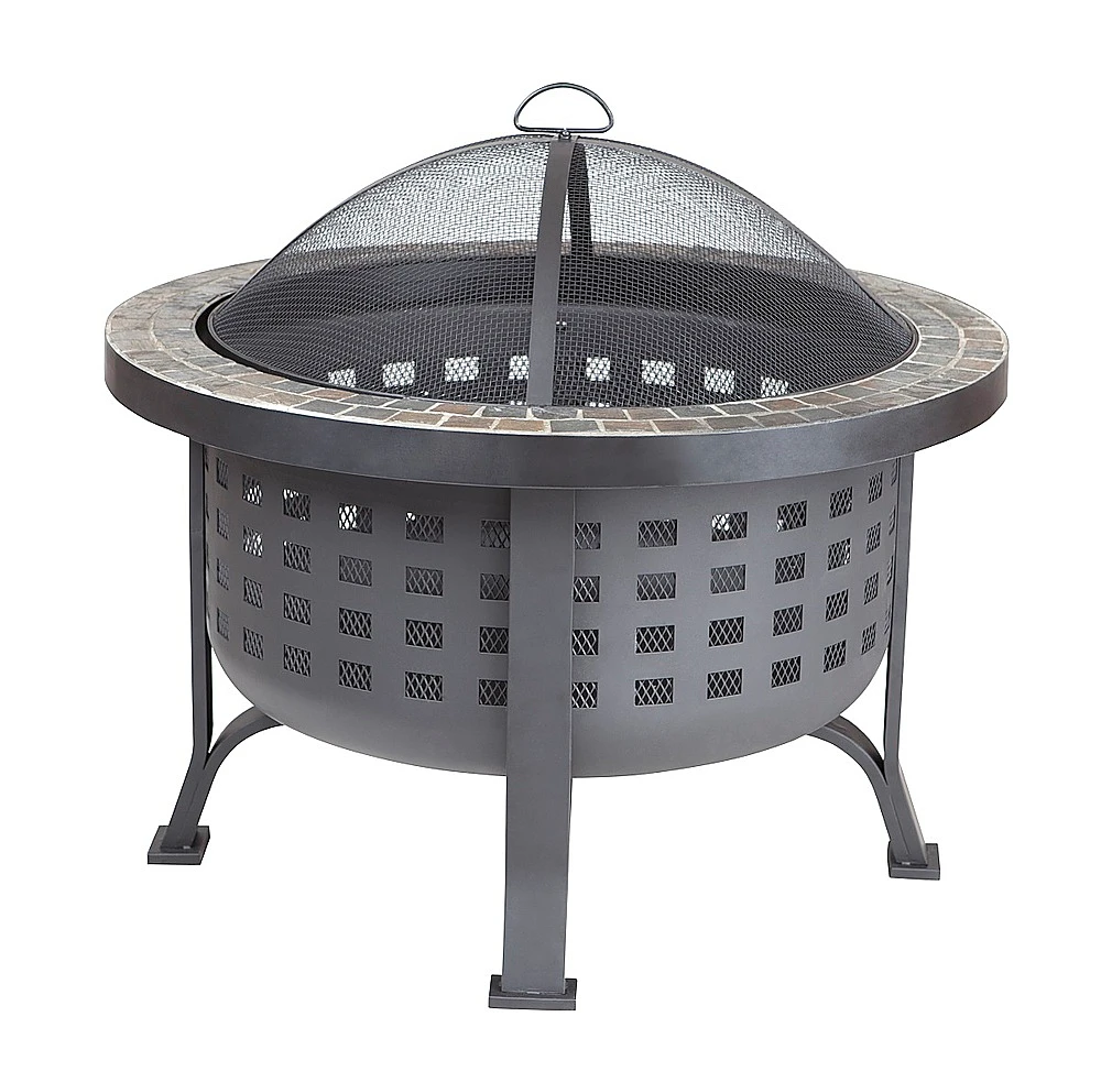 Fire Sense - Alpina Round Slate Top Fire Pit - Black