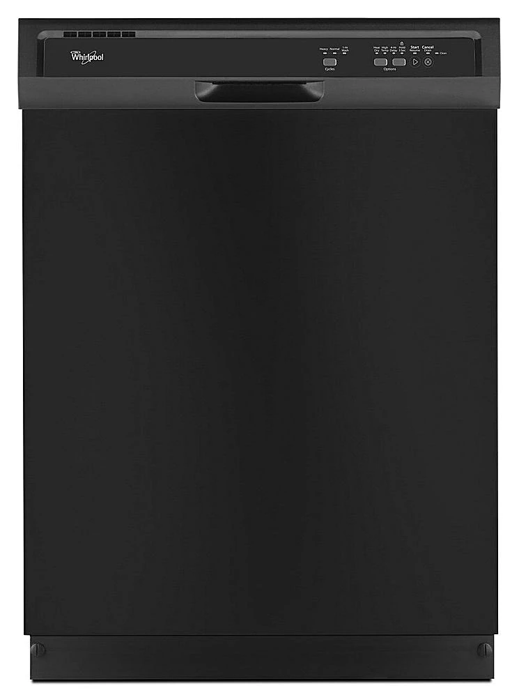 Whirlpool - 24" Front Control Built-In Dishwasher with 1-Hour Wash Cycle, 55dBA - Black