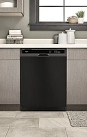 Whirlpool - 24" Front Control Built-In Dishwasher with 1-Hour Wash Cycle, 55dBA - Black