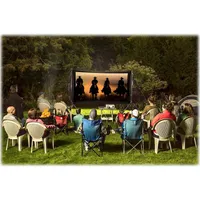 Backyard Theater Systems - Savi 720p LED Projector with SilverScreen™ Recreation Series Theater System - White