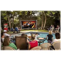 Backyard Theater Systems - Savi 720p LED Projector with SilverScreen™ Recreation Series Theater System - White