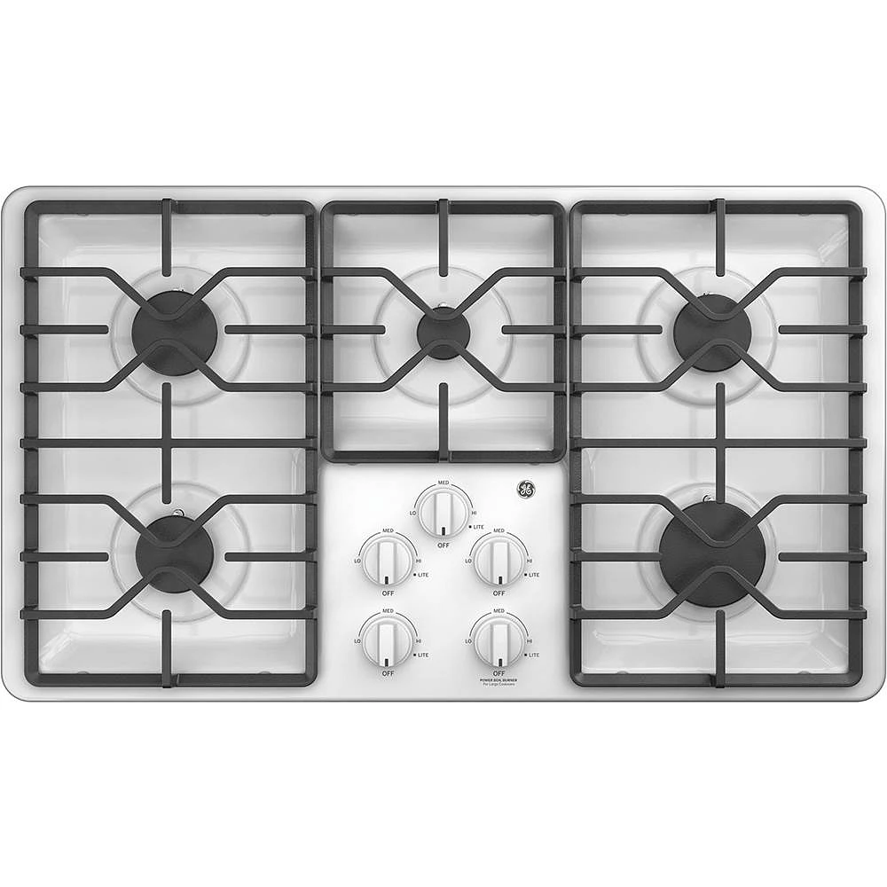 GE - 36" Gas Cooktop - White