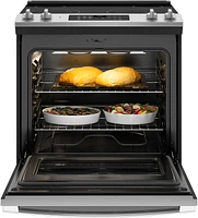 GE - 5.3 Cu. Ft. Slide-In Electric Range - Stainless Steel