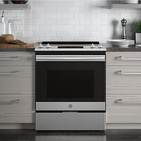 GE - 5.3 Cu. Ft. Slide-In Electric Range - Stainless Steel