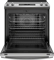 GE - 5.3 Cu. Ft. Slide-In Electric Convection Range - Stainless Steel