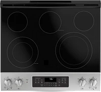 GE - 5.3 Cu. Ft. Slide-In Electric Convection Range - Stainless Steel