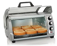 Hamilton Beach - Easy Reach Toaster Oven with Roll-Top Door - Silver