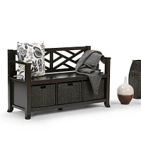 Simpli Home - Adrien Solid Wood 47 inch Wide Transitional Storage Bench with Basket Storage - Espresso Brown