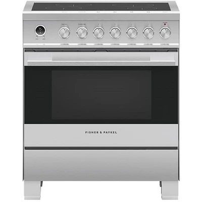 Fisher & Paykel - 3.5 Cu. Ft. Self-Cleaning Freestanding Electric Induction Convection Range - Stainless Steel/Black Glass