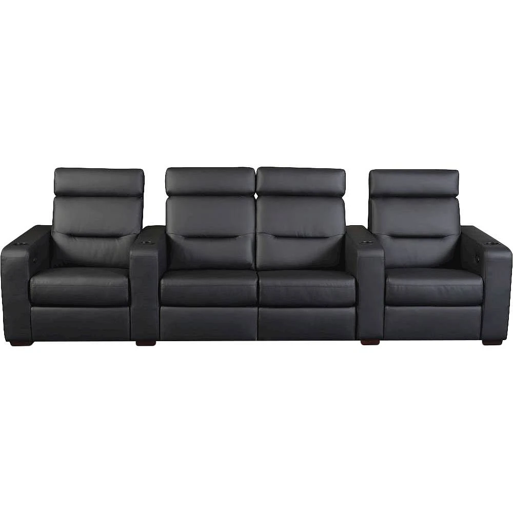 Salamander Designs - AV Basics TC3 Straight 4-Seat Power Recline Home Theater Seating with Middle Loveseat - Black