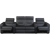 Salamander Designs - AV Basics TC3 Straight 4-Seat Power Recline Home Theater Seating with Middle Loveseat - Black