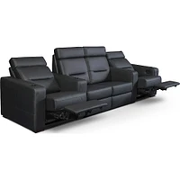 Salamander Designs - AV Basics TC3 Straight 4-Seat Power Recline Home Theater Seating with Middle Loveseat - Black