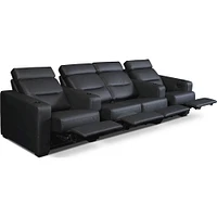 Salamander Designs - AV Basics TC3 Straight 4-Seat Power Recline Home Theater Seating with Middle Loveseat - Black