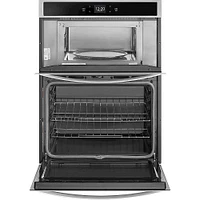 Whirlpool - 30" Single Electric Wall Oven with Built-In Microwave - Stainless Steel