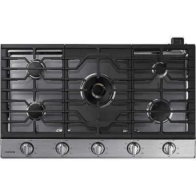 Samsung - 36" Built-In Gas Cooktop with WiFi and Dual Power Brass Burner
