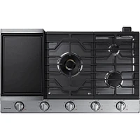 Samsung - 36" Built-In Gas Cooktop with WiFi and Dual Power Brass Burner