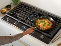 Samsung - 36" Built-In Gas Cooktop with WiFi and Dual Power Brass Burner