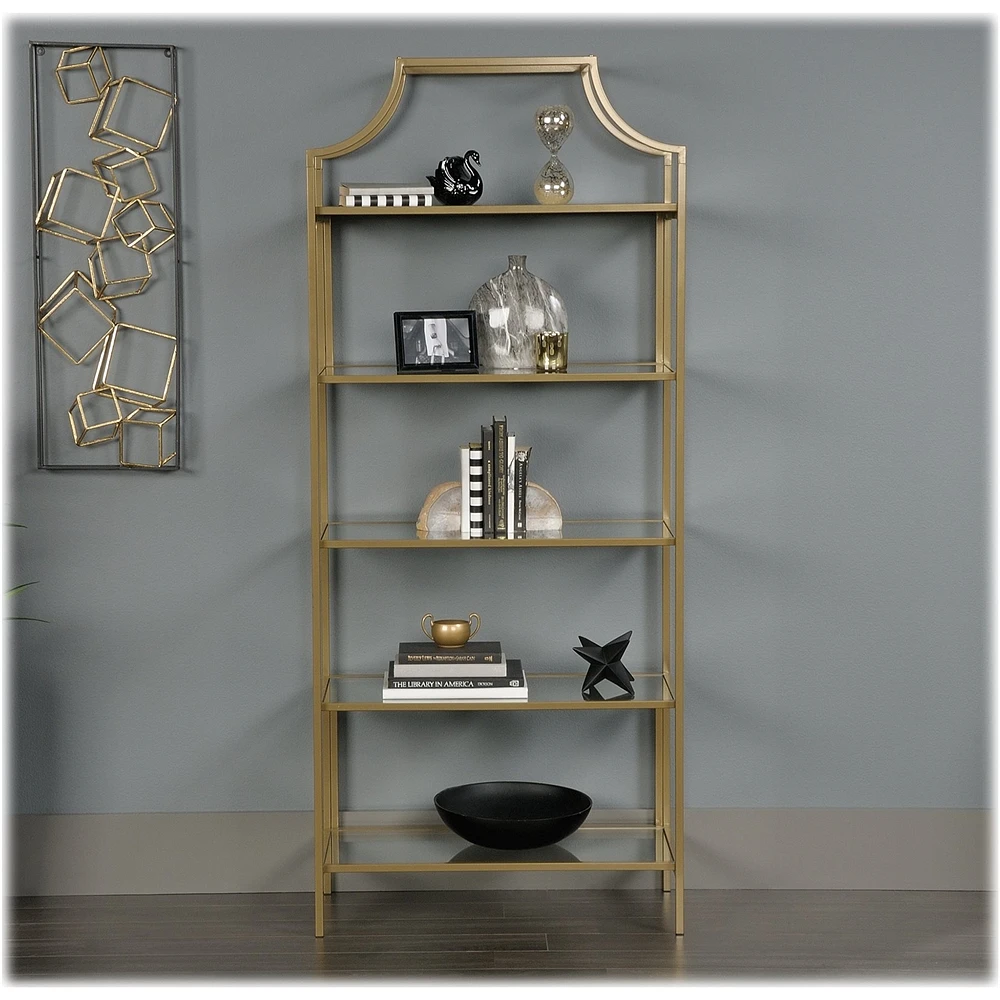 Sauder - International Lux Collection 5-Shelf Bookcase - Satin Gold