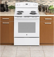 GE - 5.3 Cu. Ft. Freestanding Electric Range with Self-Cleaning and Sensi-temp Technology