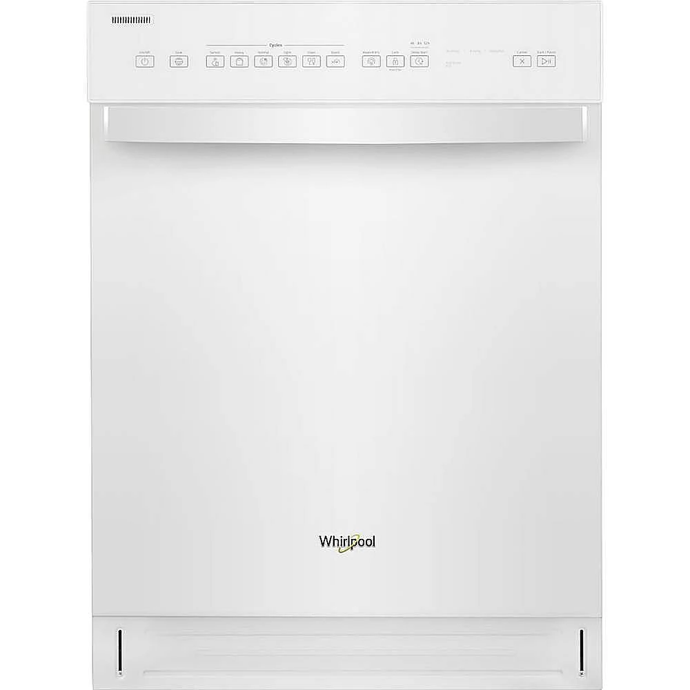 Whirlpool - 24" Front Control Tall Tub Built-In Dishwasher with Stainless Steel Tub - White