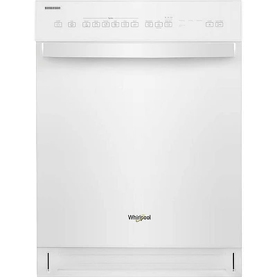 Whirlpool - 24" Front Control Tall Tub Built-In Dishwasher with Stainless Steel Tub - White