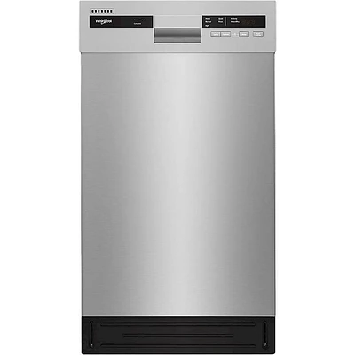 Whirlpool - 18" Front Control Built-In Dishwasher with Stainless Steel Tub - Monochromatic Stainless Steel