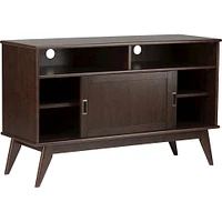 Simpli Home - Draper Mid Century TV Cabinet for Most TVs Up to 60" - Medium Auburn Brown